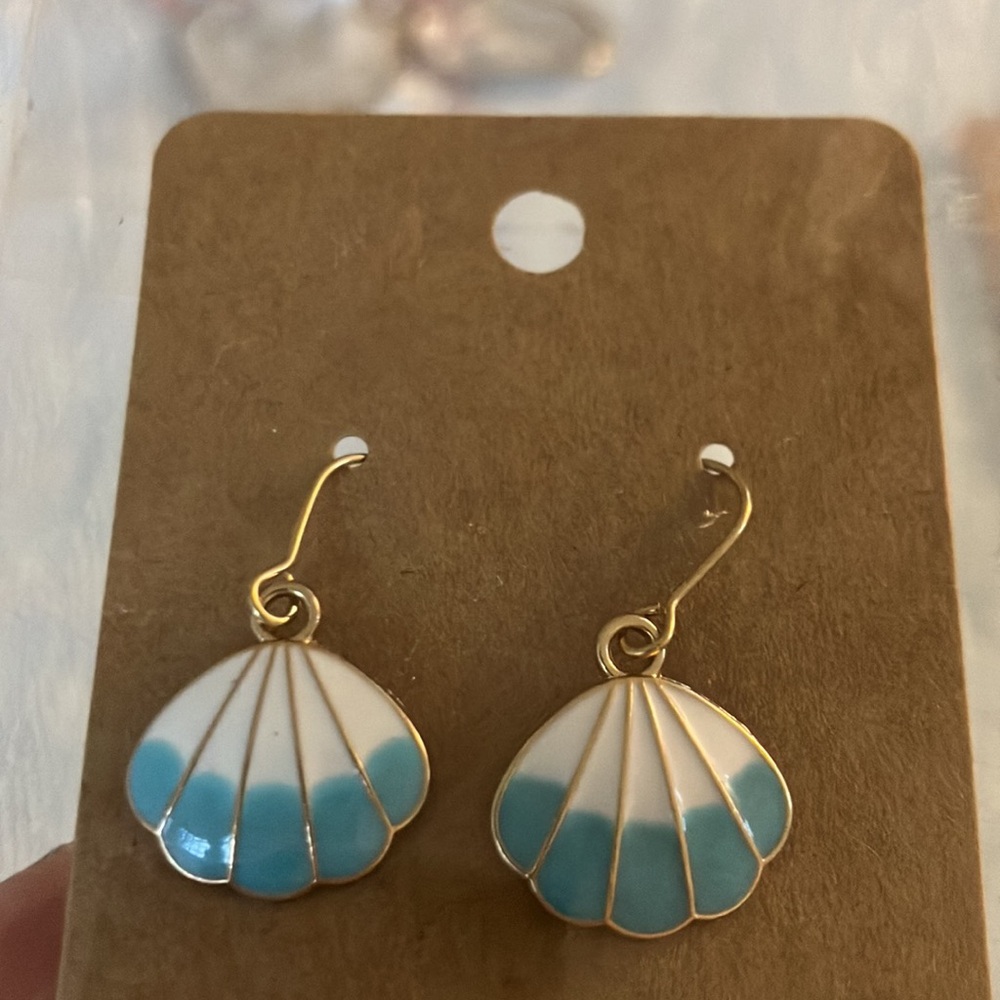 Gold and Blue Shell Earrings